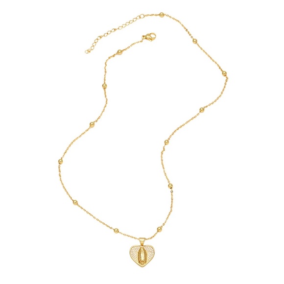 Jewelry - Virgin Mary Necklace for Women Copper Gold Plated Heart Necklace Catholic
